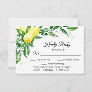 Carte RSVP Fleur de citron avec choix de repas