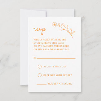 Carte RSVP fleur sauvage avec code QR dans Sunset