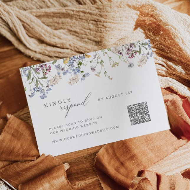Carte RSVP fleur sauvage avec code QR Floral Boho (Créateur téléchargé)