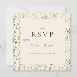 Carte RSVP Fleur sauvage Boho Cream
