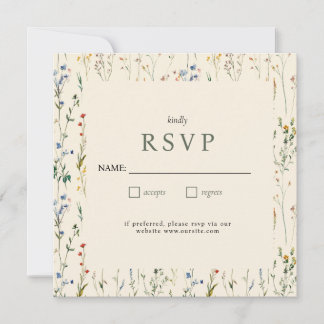 Carte RSVP Fleur sauvage Boho Cream