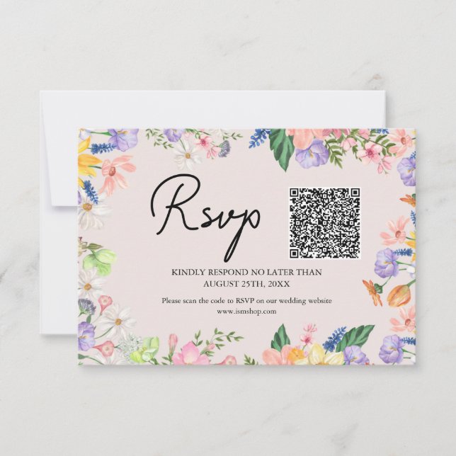 Carte RSVP fleur sauvage de mariage de printemps (Devant)