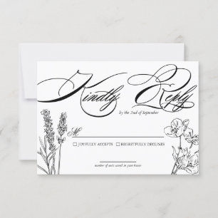 Carte RSVP fleur sauvage Elegant Wedding