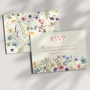 Carte RSVP fleur sauvage Fleur Fleur Fleur Fleur F