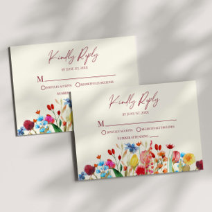 Carte RSVP fleur sauvage Fleur Fleur Fleur Fleur F