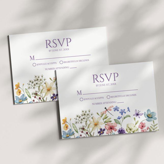 Carte RSVP fleur sauvage Fleur Fleur Fleur Fleur F (Créateur téléchargé)