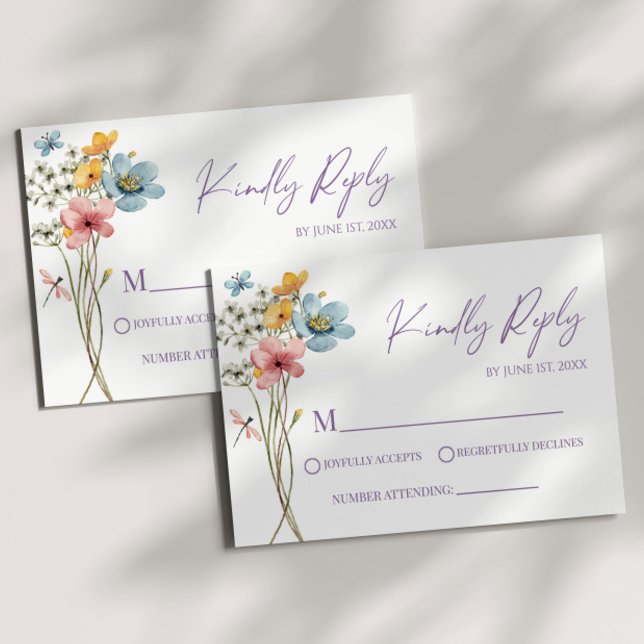 Carte RSVP fleur sauvage Fleur Fleur Fleur Fleur F (Créateur téléchargé)