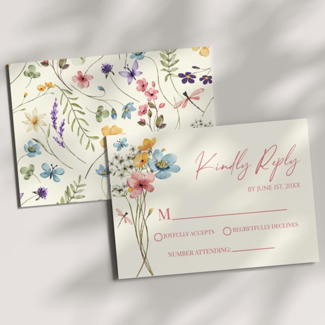 Carte RSVP fleur sauvage Fleur Fleur Fleur Fleur F (Créateur téléchargé)