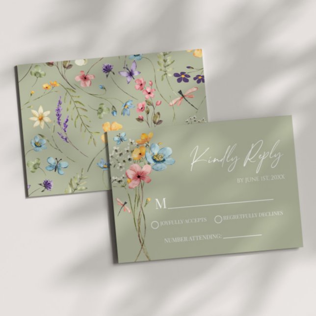 Carte RSVP fleur sauvage Fleur Fleur Fleur Fleur F (Créateur téléchargé)