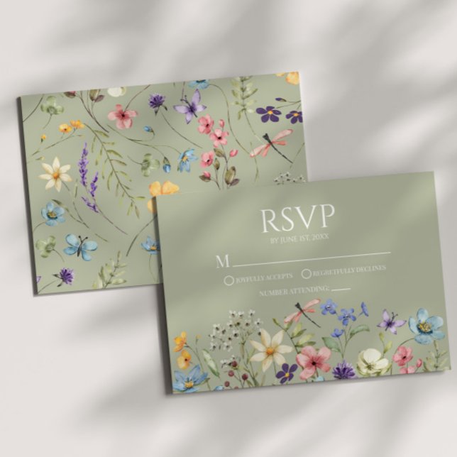 Carte RSVP fleur sauvage Fleur Fleur Fleur Fleur F (Créateur téléchargé)