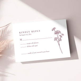 Carte RSVP fleur sauvage Floral Burgundy Wedding