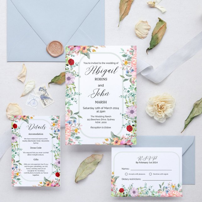 Carte RSVP Fleur sauvage Whimsical (Créateur téléchargé)