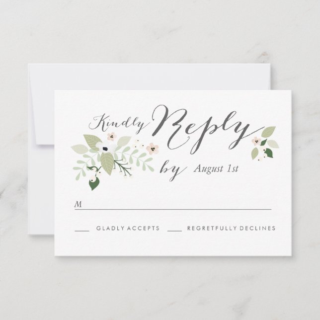 Carte RSVP Fleurs de prairie - blanc (Devant)