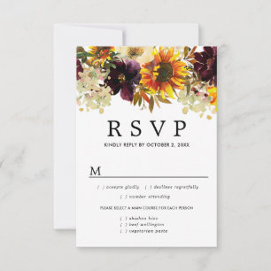 Carte RSVP fleurs de tournesol d'automne, options 