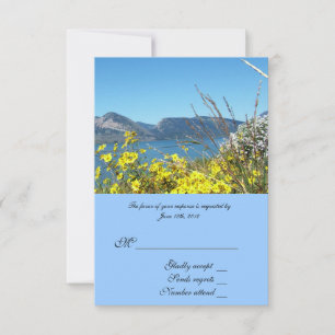 Carte RSVP, fleurs sauvages et lac.