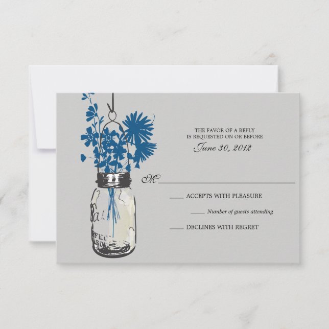 Carte RSVP Fleurs sauvages & Mason Jar (Devant)