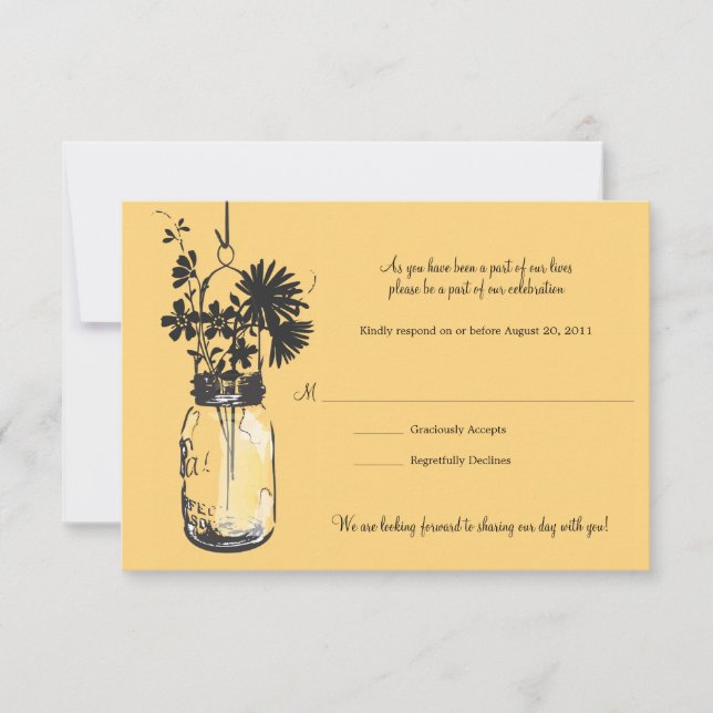 Carte RSVP Fleurs sauvages & Mason Jar (Devant)