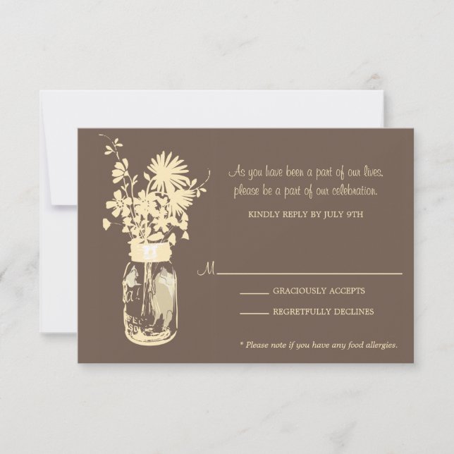 Carte RSVP Fleurs Sauvages & Pot en Terre Cuite (Devant)