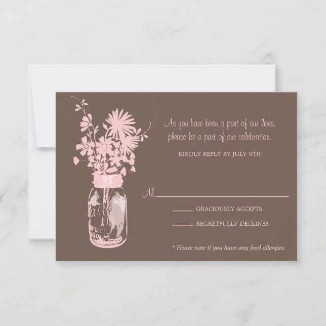 Carte RSVP Fleurs Sauvages & Pot en Terre Cuite (Devant)
