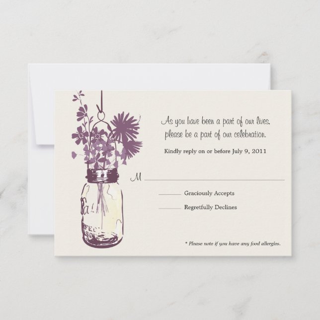 Carte RSVP Fleurs sauvages & Pot Mason (Devant)