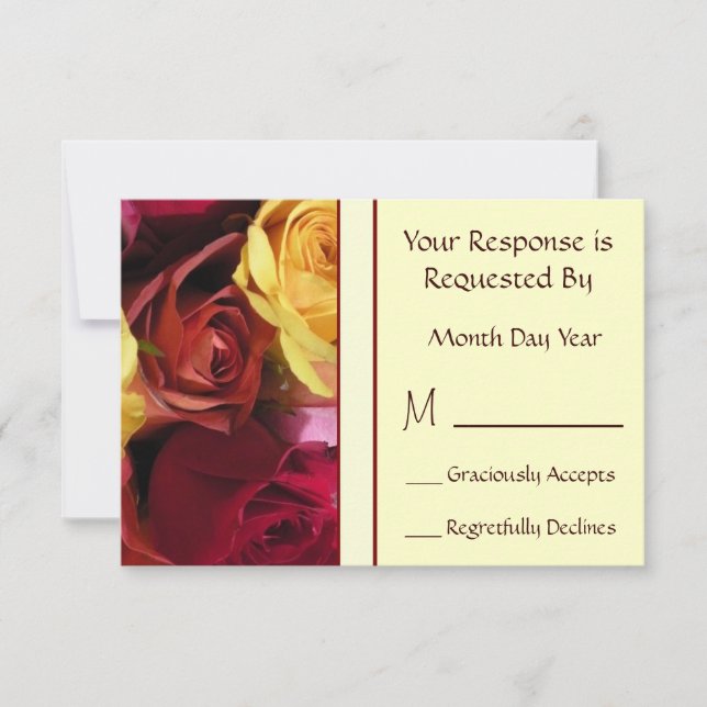 Carte RSVP Floral Rose Automne (Devant)