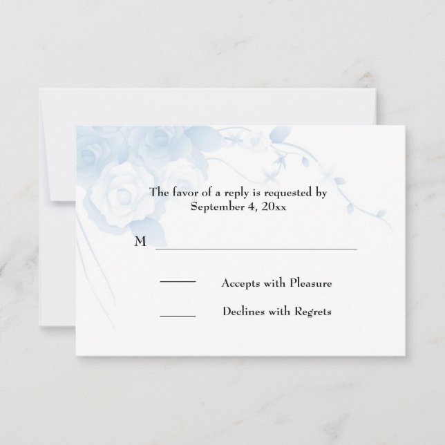 Carte RSVP Florale Aquarelle bleue (Devant)