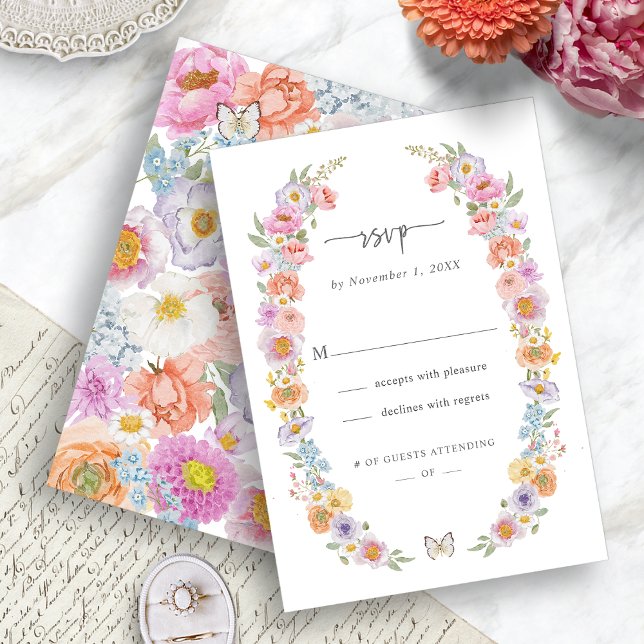 Carte RSVP florale brillante en gras (Bold Bright Watercolor Floral RSVP Card by Painted Paperie
)