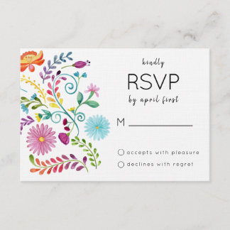 Carte RSVP florale colorée