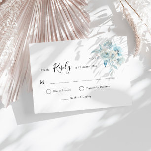 carte RSVP florale couleur bleu poussiéreuse