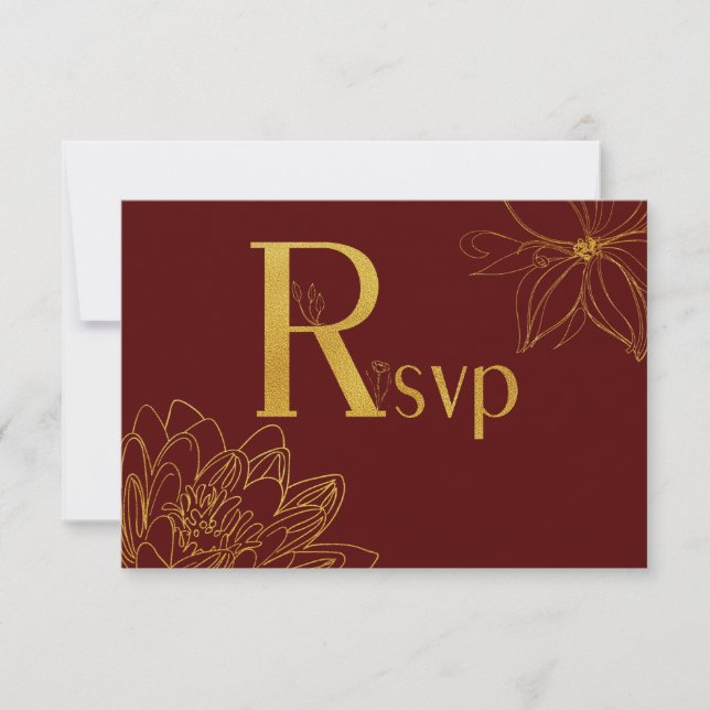 Carte RSVP Florale de Bourgogne et Parties scintil (Devant)