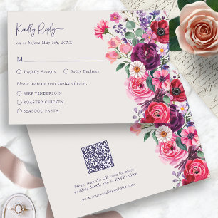 Carte RSVP florale en gras