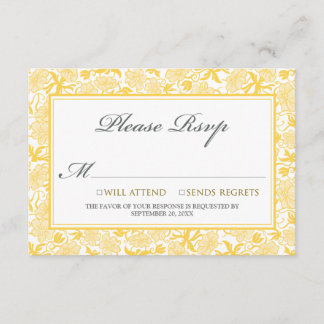 Carte RSVP florale fantaisie (jaune citron)