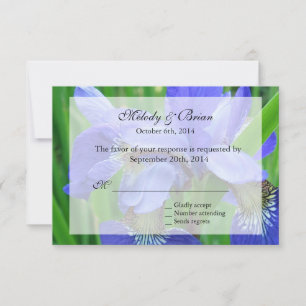 carte rsvp florale iris bleu, invitations de maria
