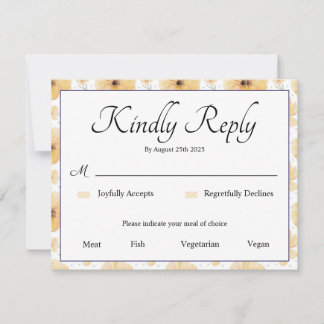 Carte RSVP florale jaune délicate