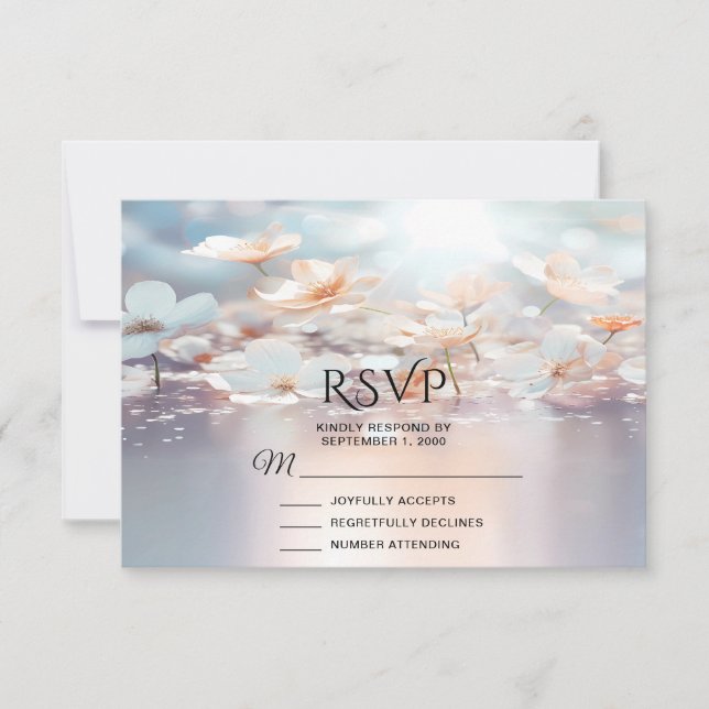 Carte RSVP Florale Pêche Blanche (Devant)