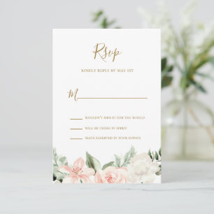 Carte RSVP florale rose et or