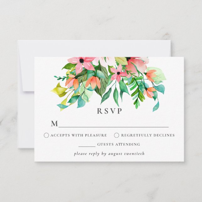 Carte RSVP florale tropicale (Devant)