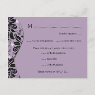 Carte RSVP florale violette et noire