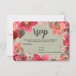 Carte RSVP Flore Élégante Rose Et Peach