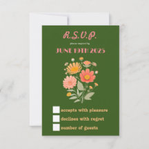Carte RSVP Flore Retro Vibrant