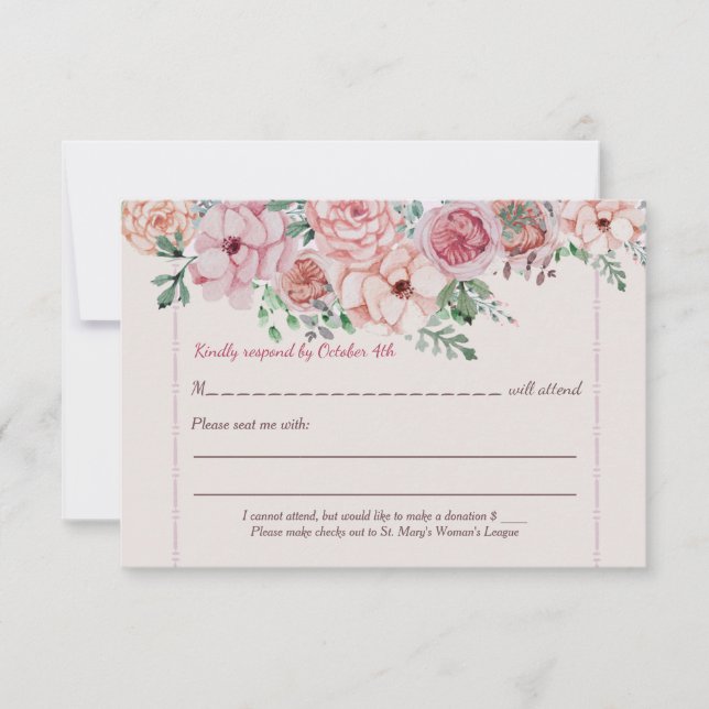 Carte RSVP Flower Borders (Devant)