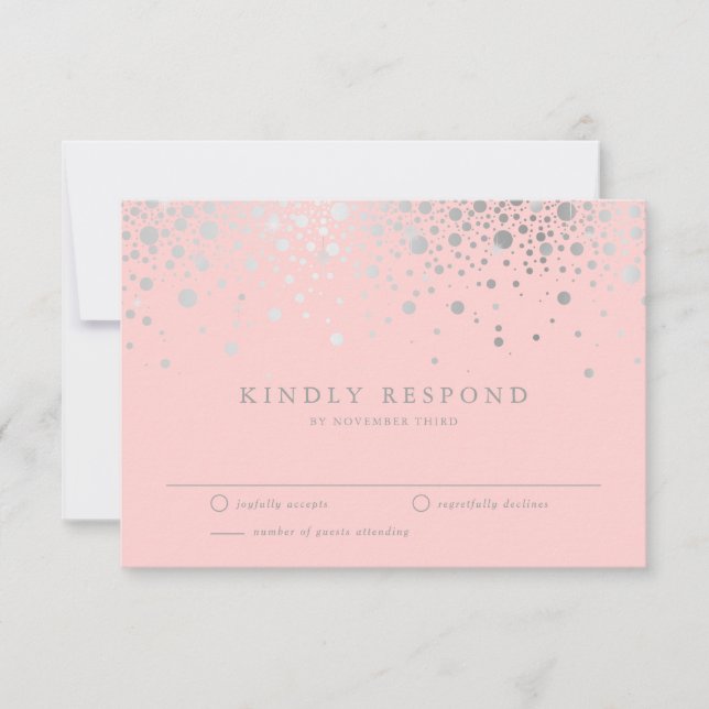 Carte RSVP Flush Confetti Faux Silver (Devant)