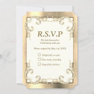 Carte RSVP Foil-Gold-Silver-Brass