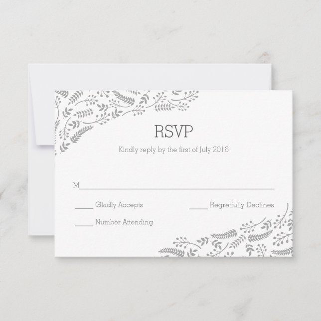 Carte RSVP Foliing gris moderne (Devant)