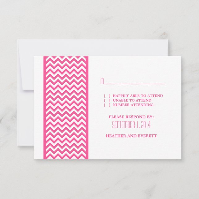 Carte RSVP frontière Chevron rose (Devant)