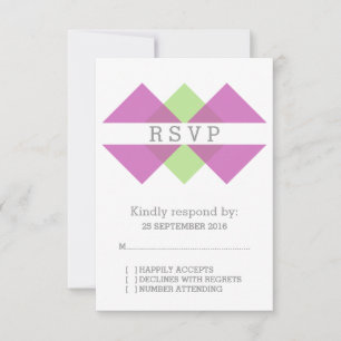 Carte RSVP Fuchsia Green Geometry Triad