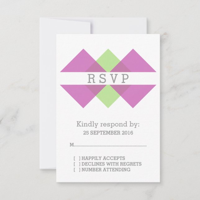 Carte RSVP Fuchsia Green Geometry Triad (Devant)