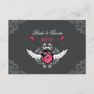 Carte RSVP Fuchsia Grey Mariage