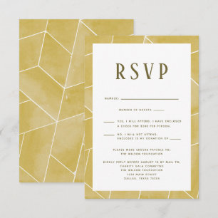 Carte RSVP Gala Géométrique Jaune