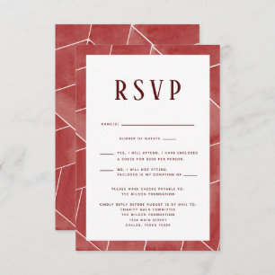 Carte RSVP Gala Géométrique Rouge
